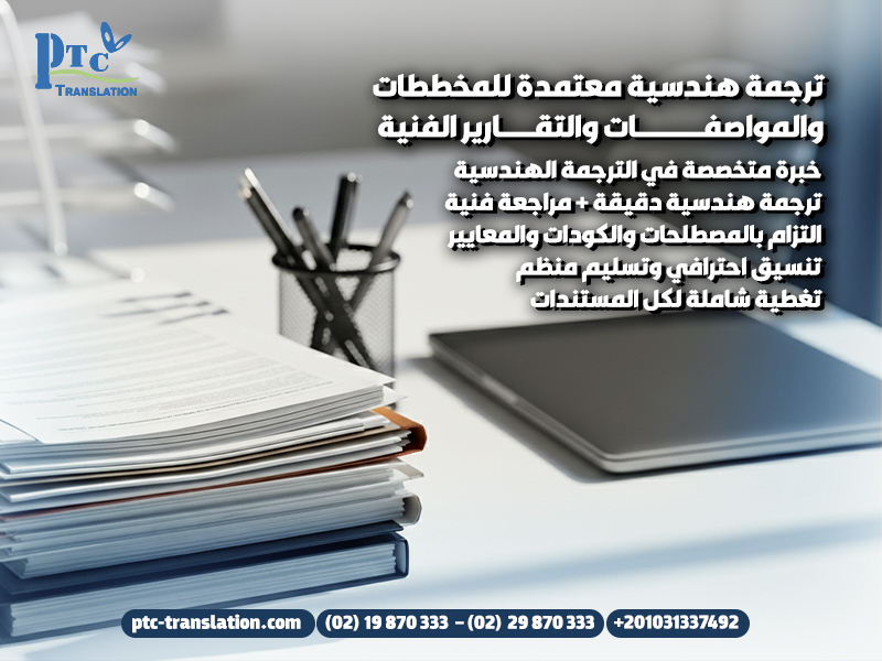 ترجمة هندسية معتمدة للمخططات والمواصفات والتقارير الفنية