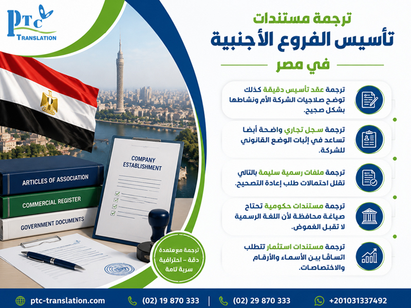 ترجمة مستندات تأسيس الفروع الأجنبية في مصر