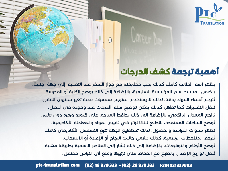 أهمية ترجمة كشف الدرجات